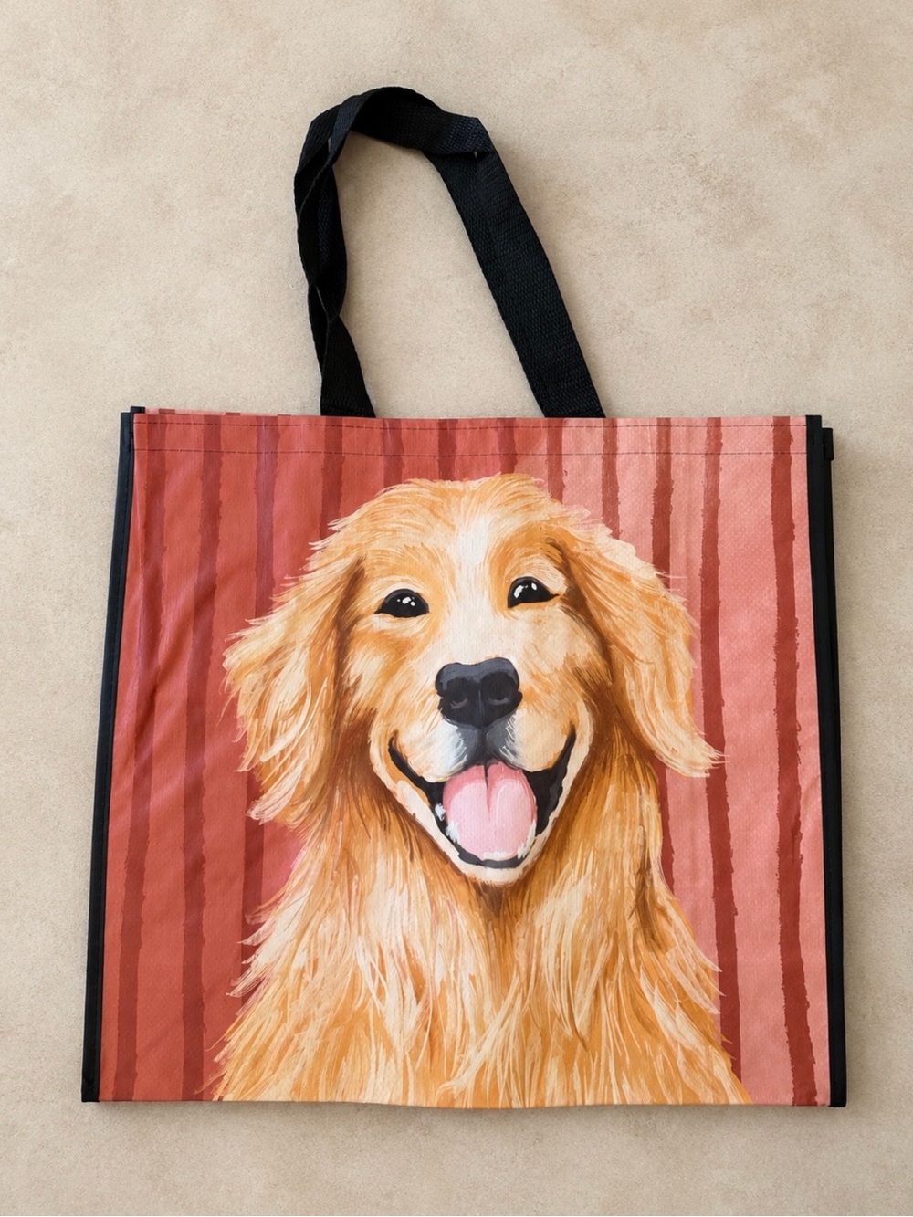 Golden retriever reusable tote bag